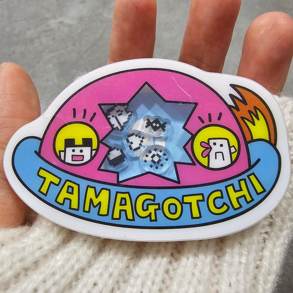 Tamagotchi Pink Shaka Shaka Shaking Acrylic Shaker Memo Clip - Oyajitchi & Mametchi Edition
