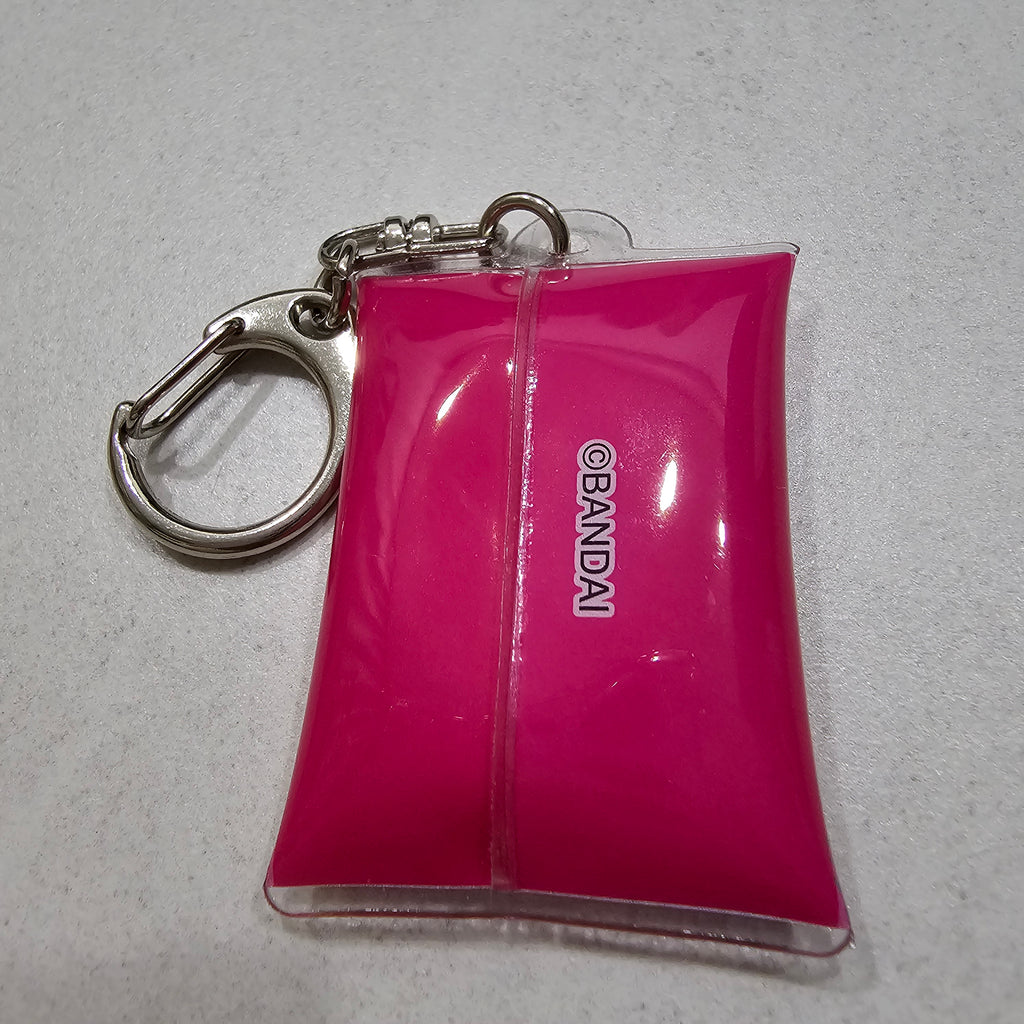 Miniature Tamagotchi Orange Flat Charm In Pink Pouch Keychain Trinket