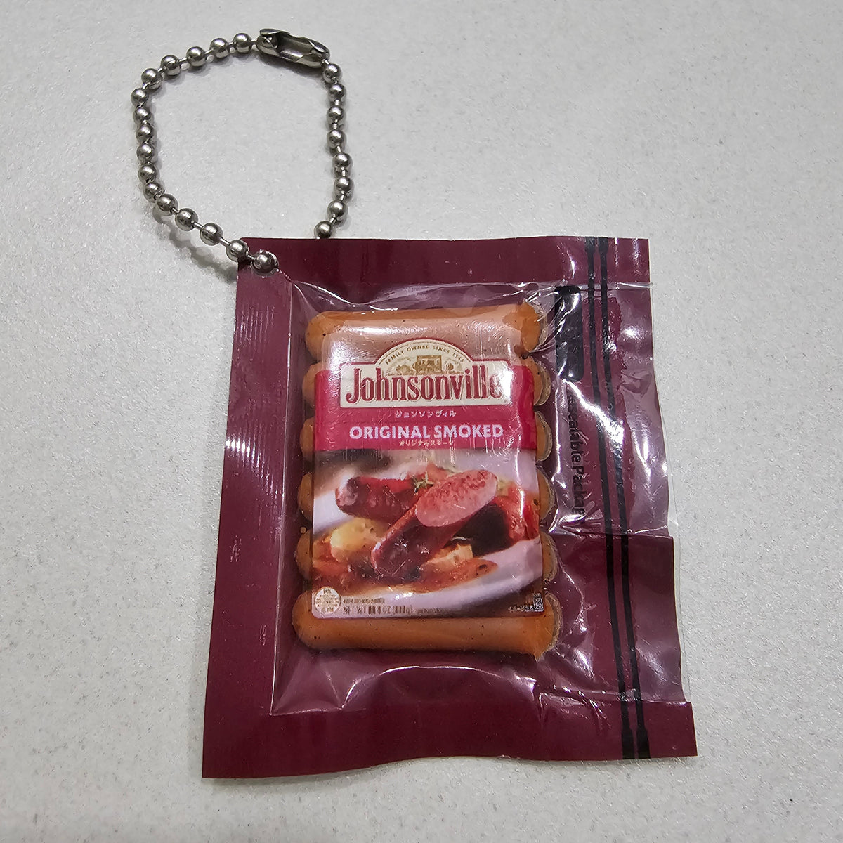 Johnsonville Smoked Sausage Miniature Charm Trinkets Keychain